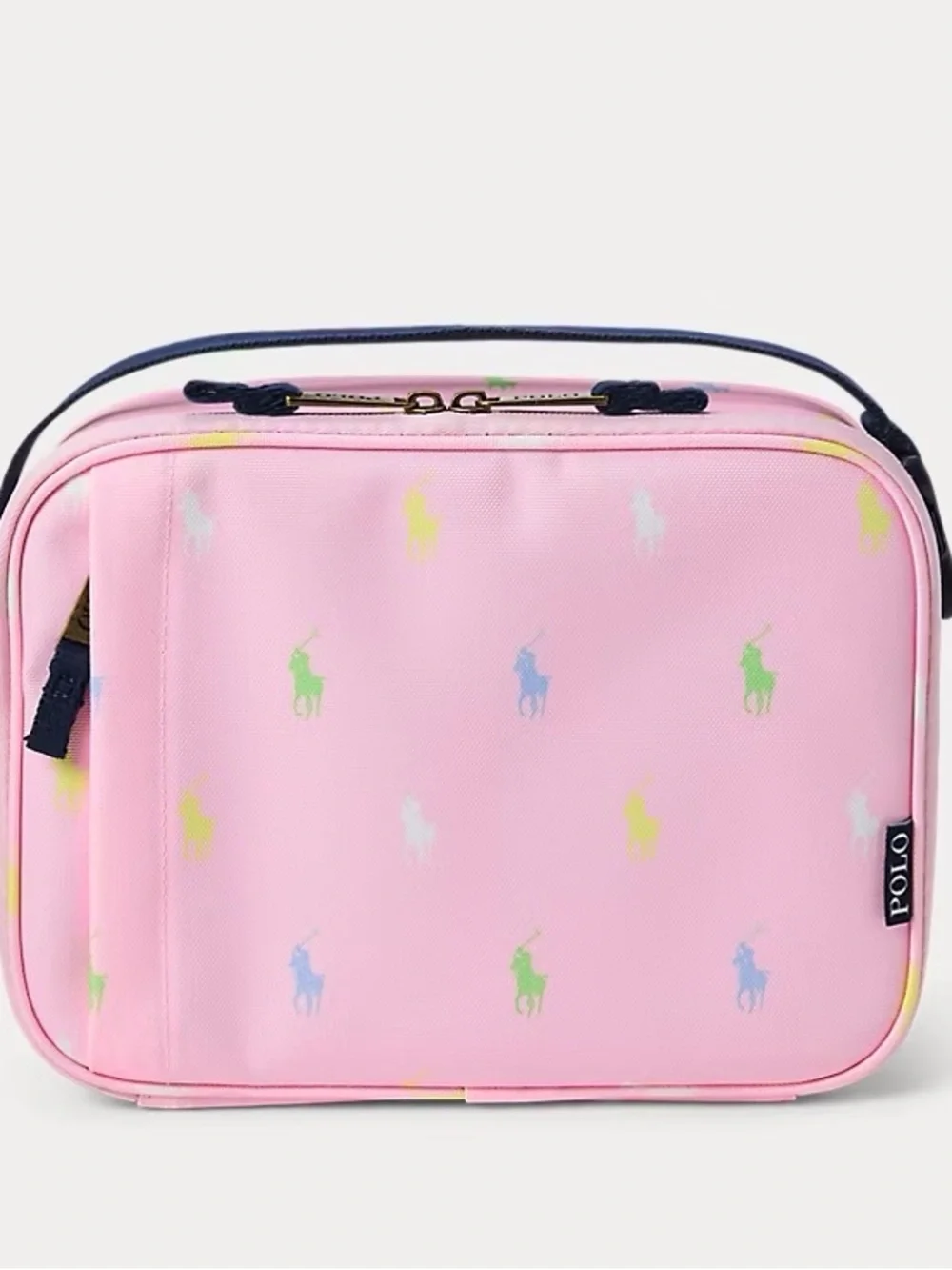 New Polo Ralph Lauren Canvas All Over Print Pony Logo Backpack Pink Lunchbox Set